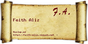 Feith Aliz névjegykártya